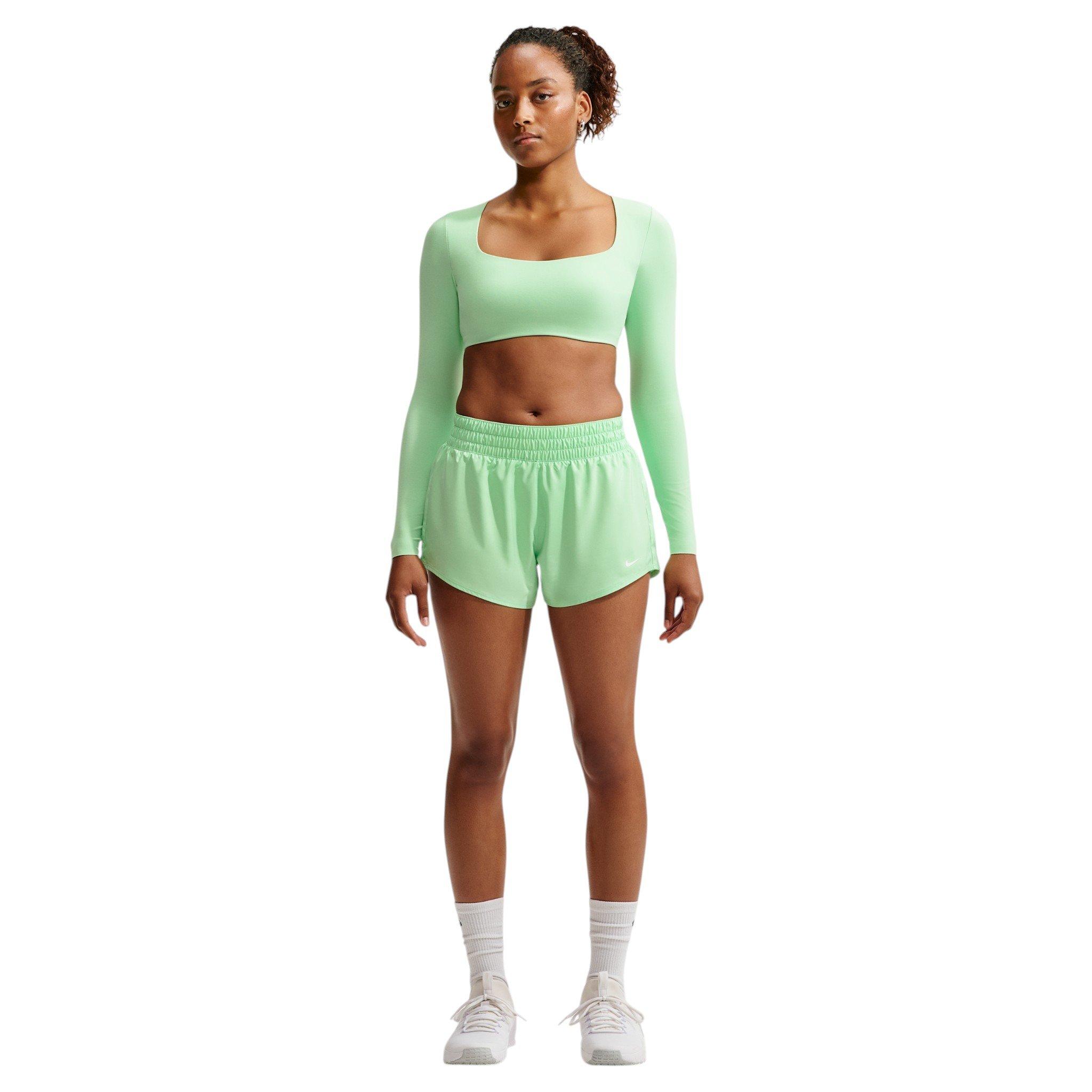 Nike Women's One Dri-FIT Mid-Rise 3" Brief-Lined Shorts - Green/White - GREEN/WHITE